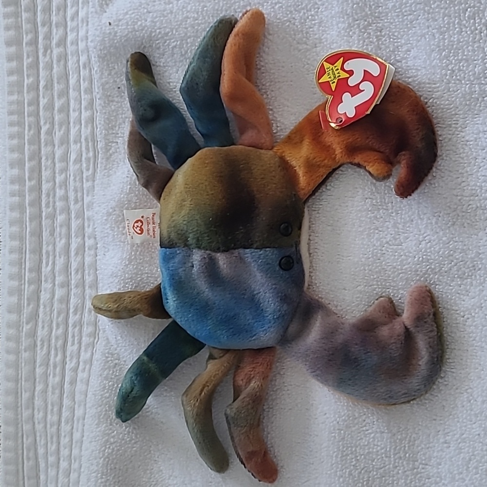 Retired vintage Claude the Crab Ty Beanie Baby - tags on, 1996